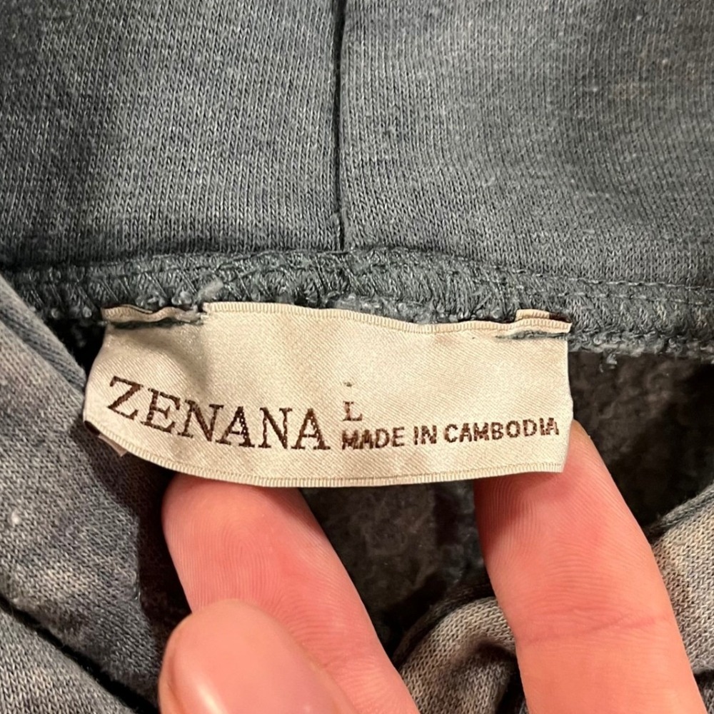 Zenana Hoodie Womens Large Gray Mineral Wash Oversized Fleece Pullover‎ - Picture 2 of 11